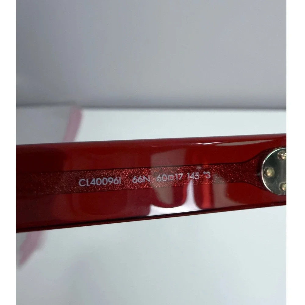 Celine NEW Sunglasses Womens Red Square Oversized CL40096I 66N Transparent Red